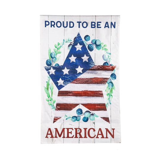 Proud to be an American House Burlap Flag