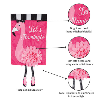 Let's Flamingle Garden Applique Flag