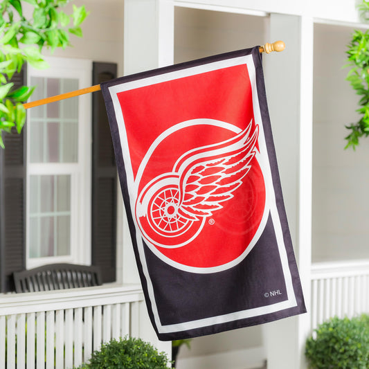 NHL Hockey Burlap House Flag, Detroit Red Wings