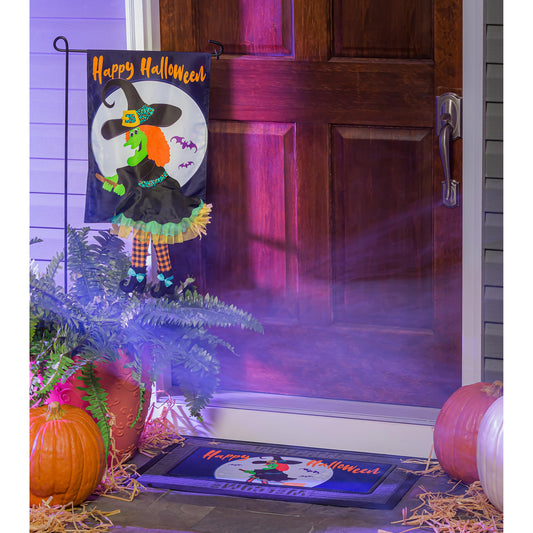 Flying WItch Kickin Garden Flag