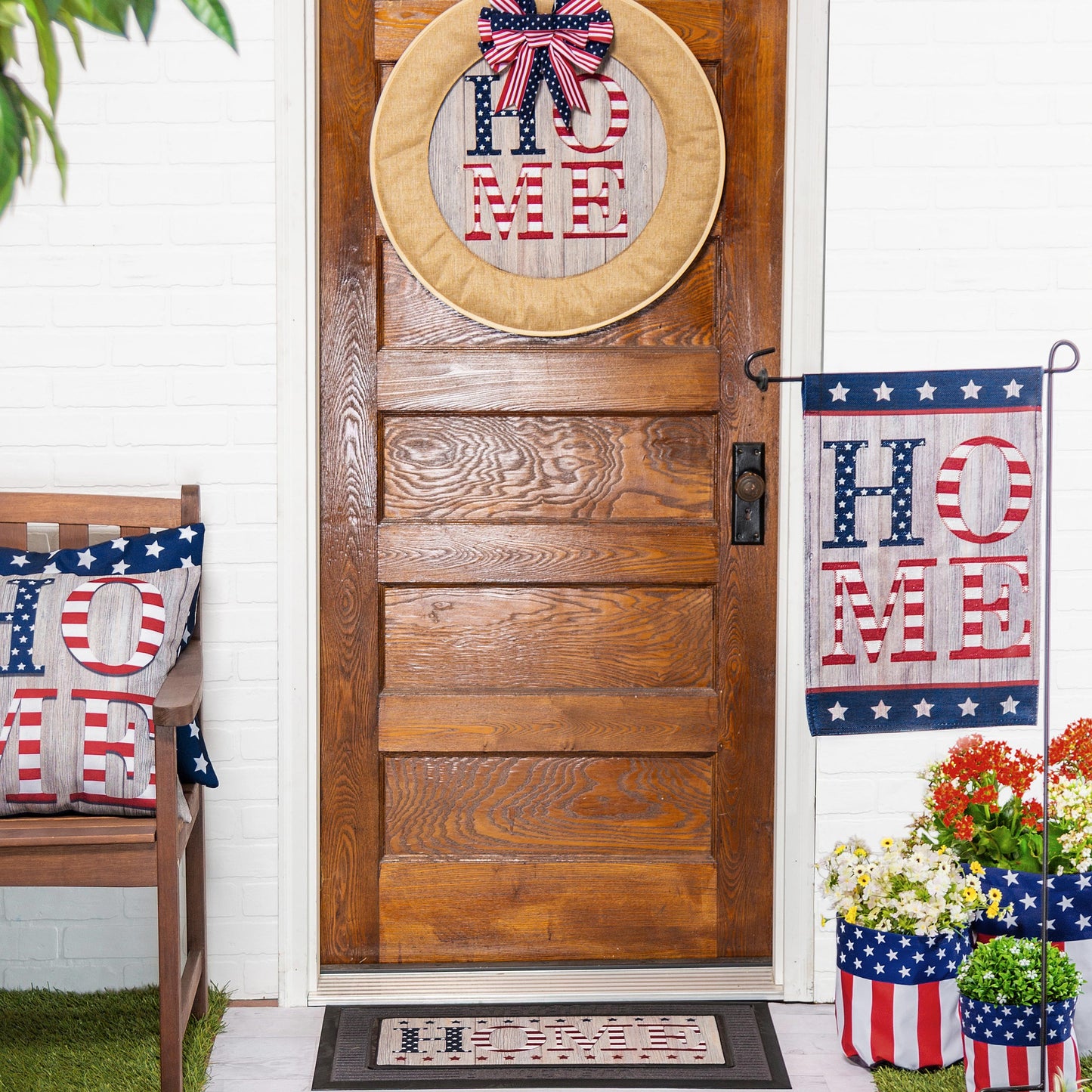Stacked Home Garden Burlap Flag