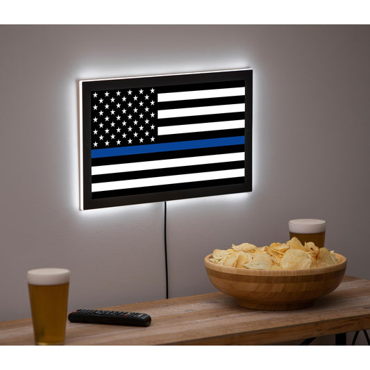 LED Wall Decor, Edgelite, Rectangle, First Responder Flag, Police