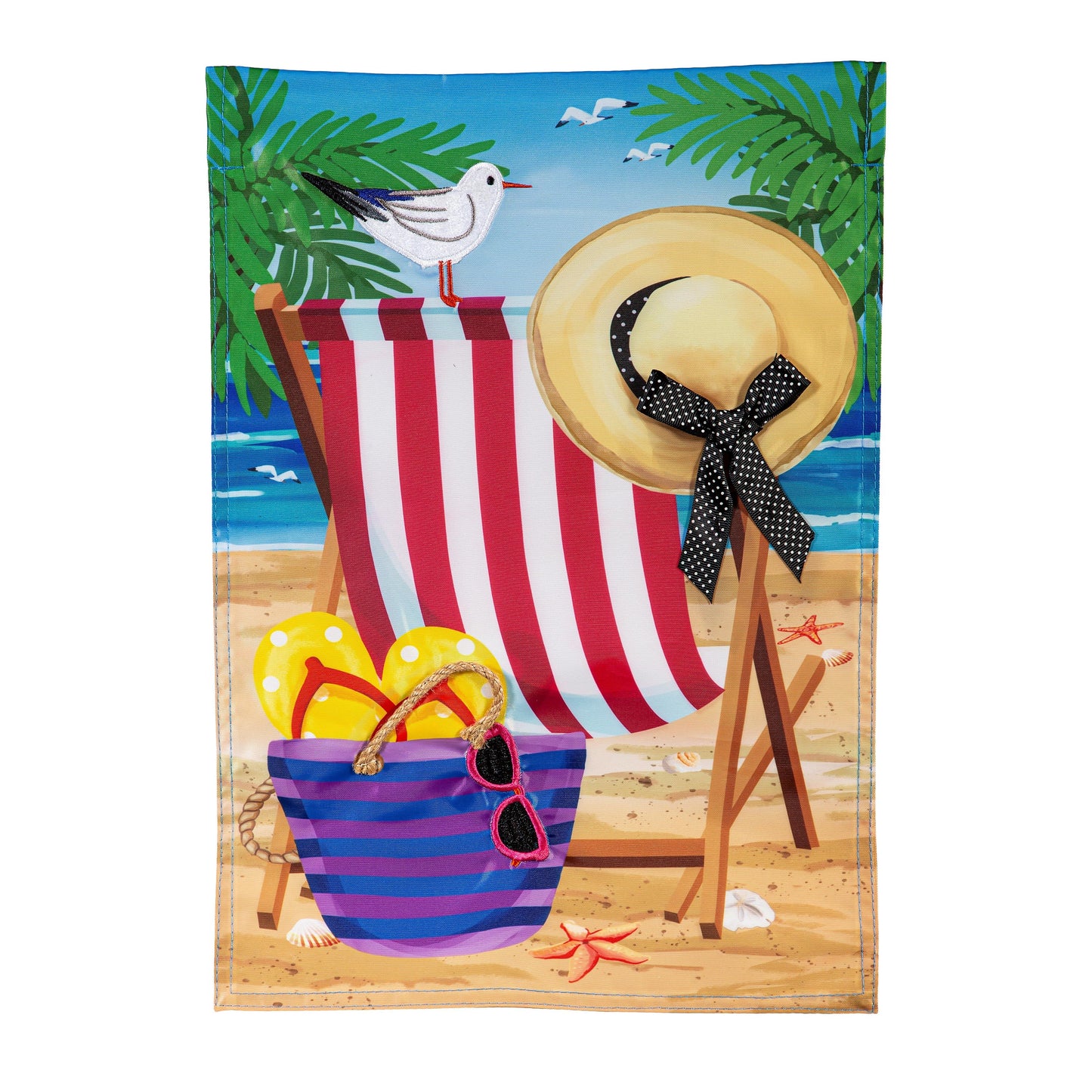 Beach Chair Applique Garden Flag