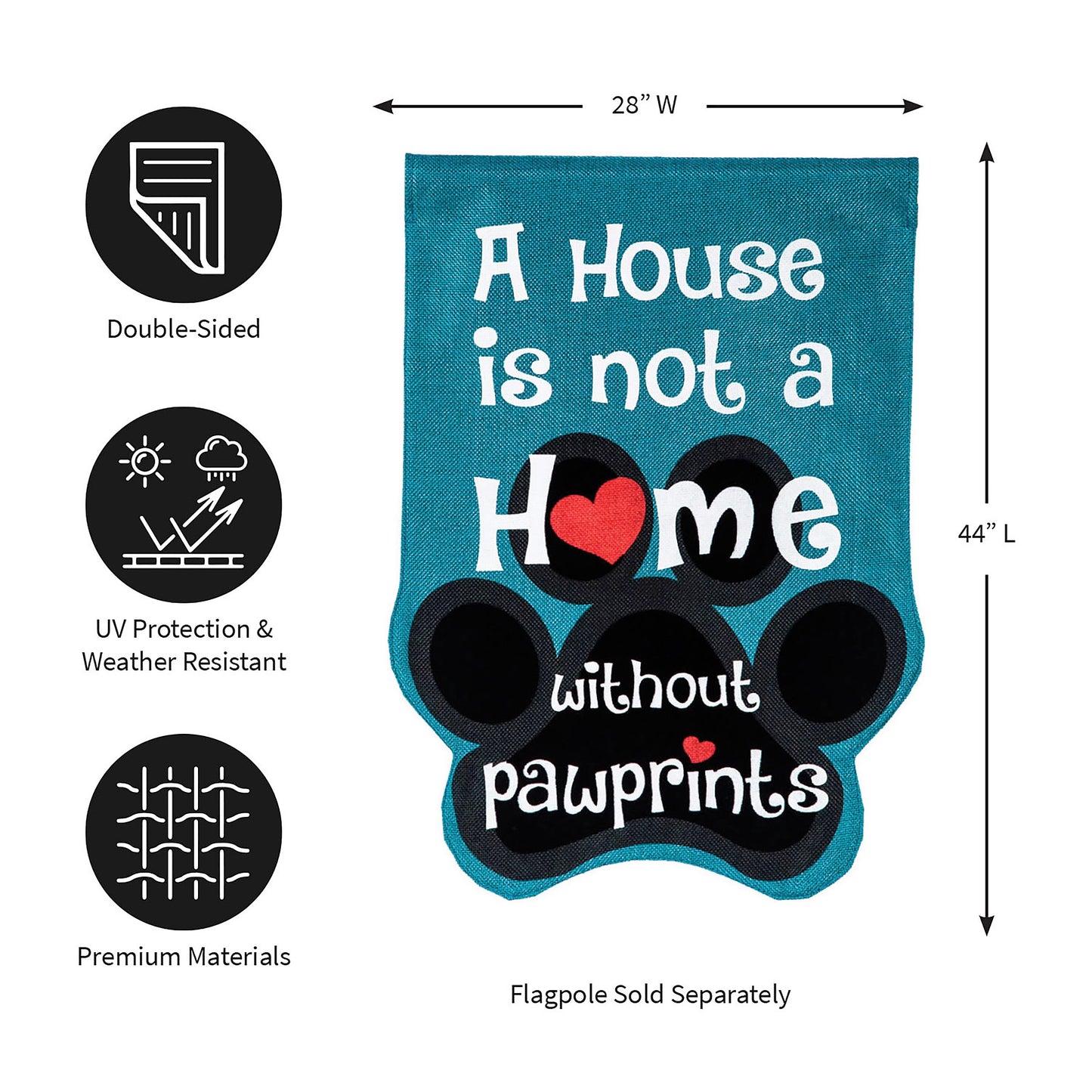 Paw Prints Burlap House Flag