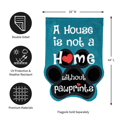 Paw Prints Burlap House Flag