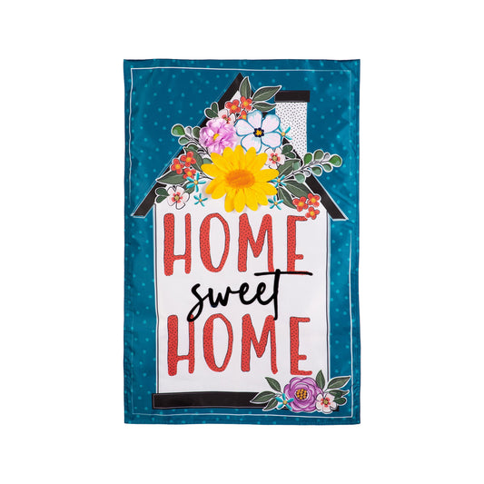 Floral Home Sweet Home Applique House Flag