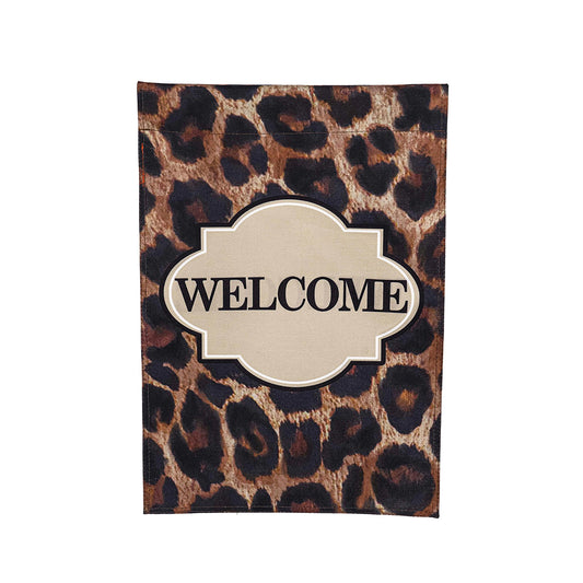 Suede Garden Flag,Animal Print Welcome
