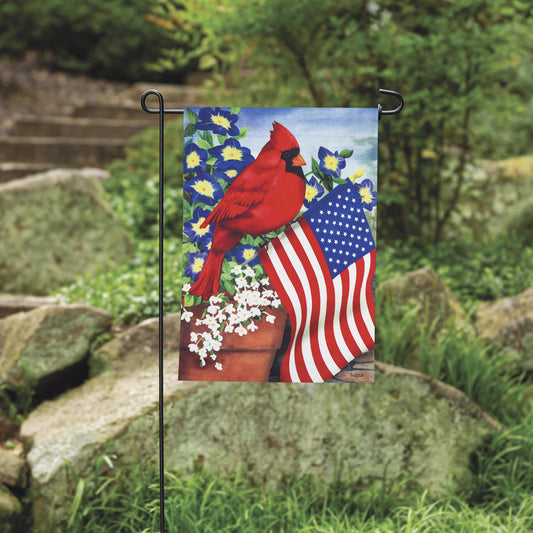 Cardinal Glory Suede Garden Flag