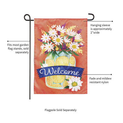 Jar of Lemons and Florals Applique Garden Flag
