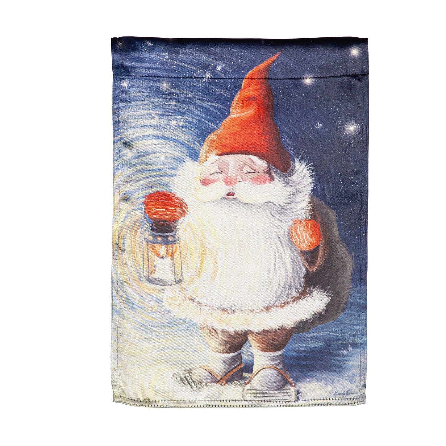 Santa Gnome Lustre Garden Flag