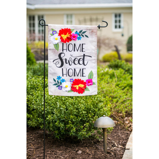 Floral Home Sweet Home Garden Linen Flag