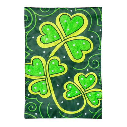 Lucky Clovers Applique Garden Flag