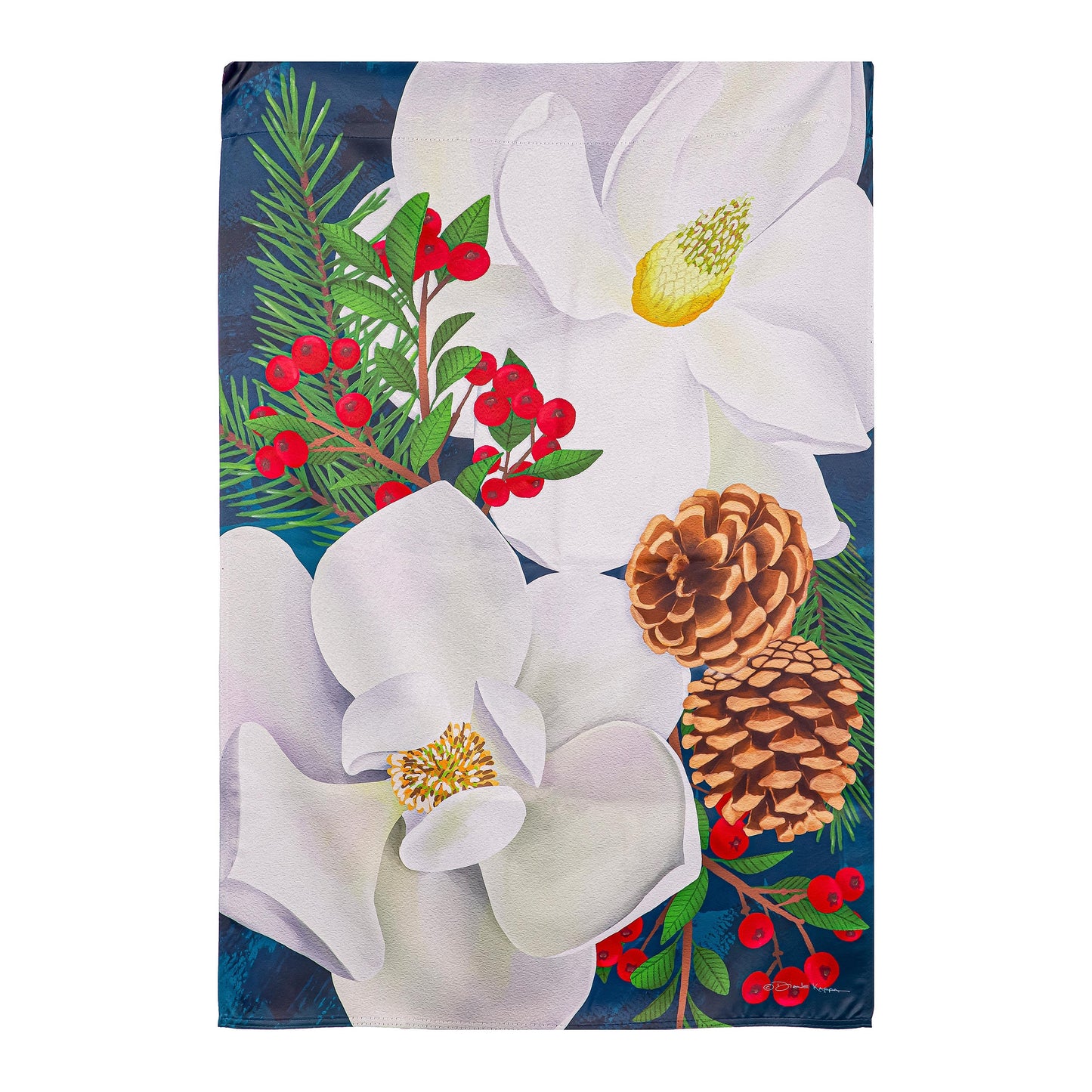 Holiday Magnolia Arrangement Suede House Flag