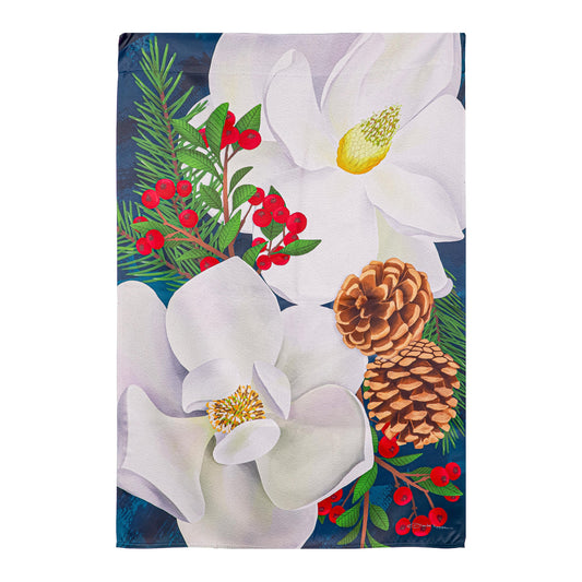 Holiday Magnolia Arrangement Suede House Flag