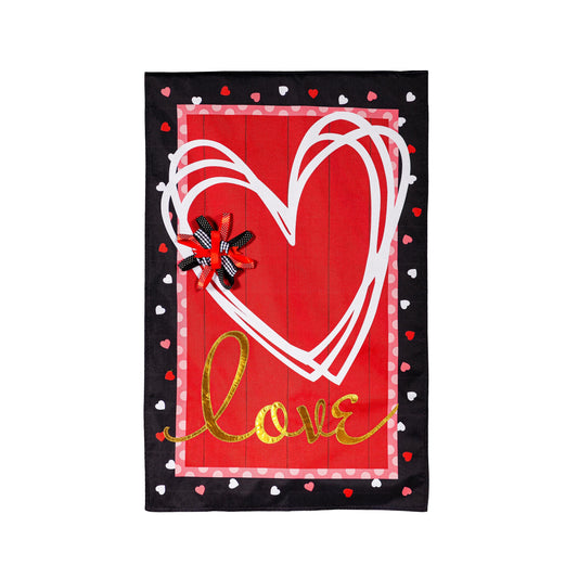 Scattered Hearts and Bow House Burlap Flag