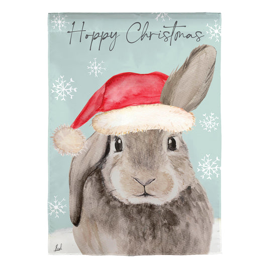 Merry Christmas Bunny Burlap House Flag
