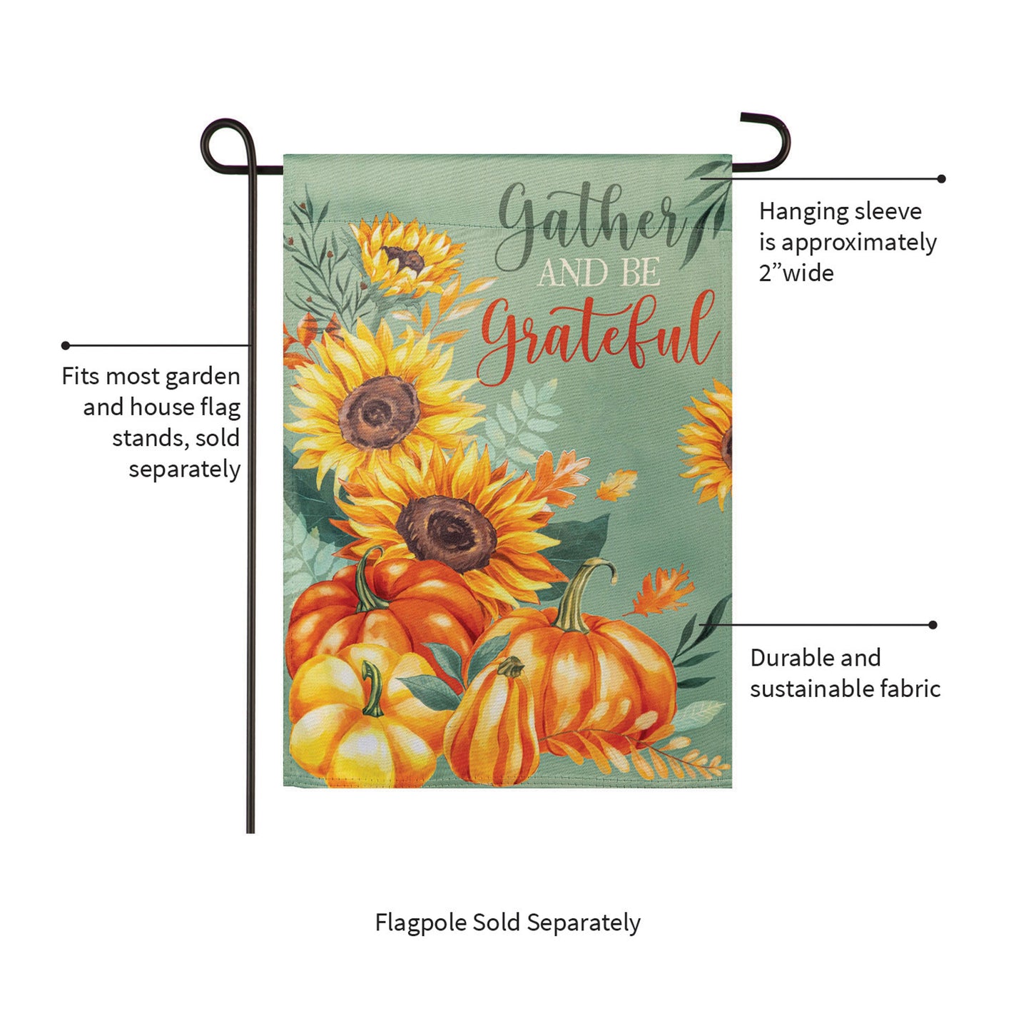 Grateful Gatherings Suede Garden Flag