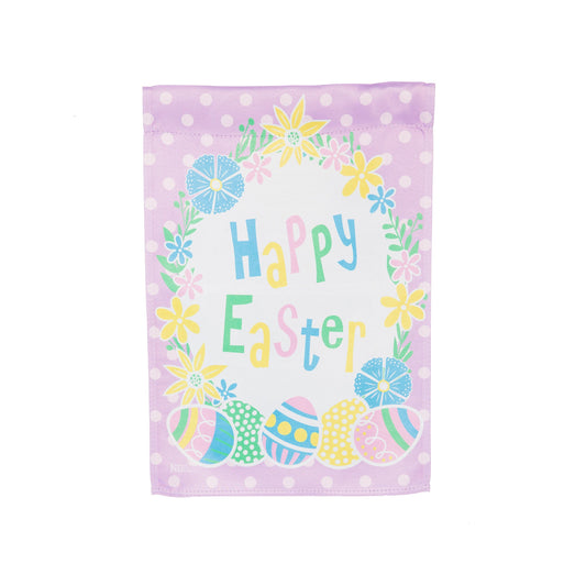 Happy Easter Polka Dots Garden Suede Flag