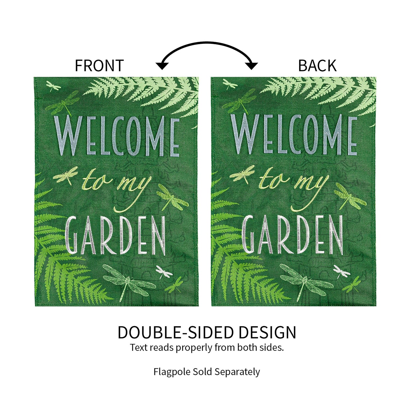 Welcome Dragonfly Garden Burlap Flag