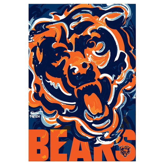 Chicago Bears Justin Patten Logo Suede Garden Flag