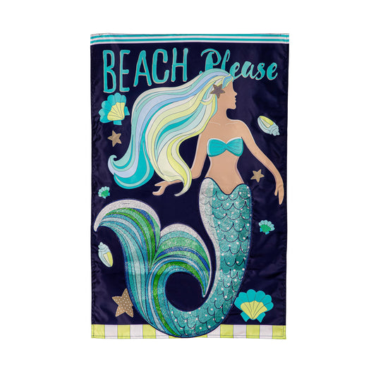 Mermaid Beach Applique House Flag
