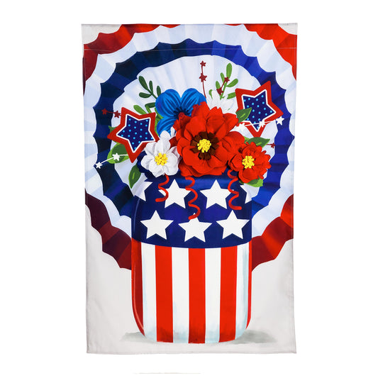 Stars & Stripes Mason Jar Bouquet Garden Linen Flag