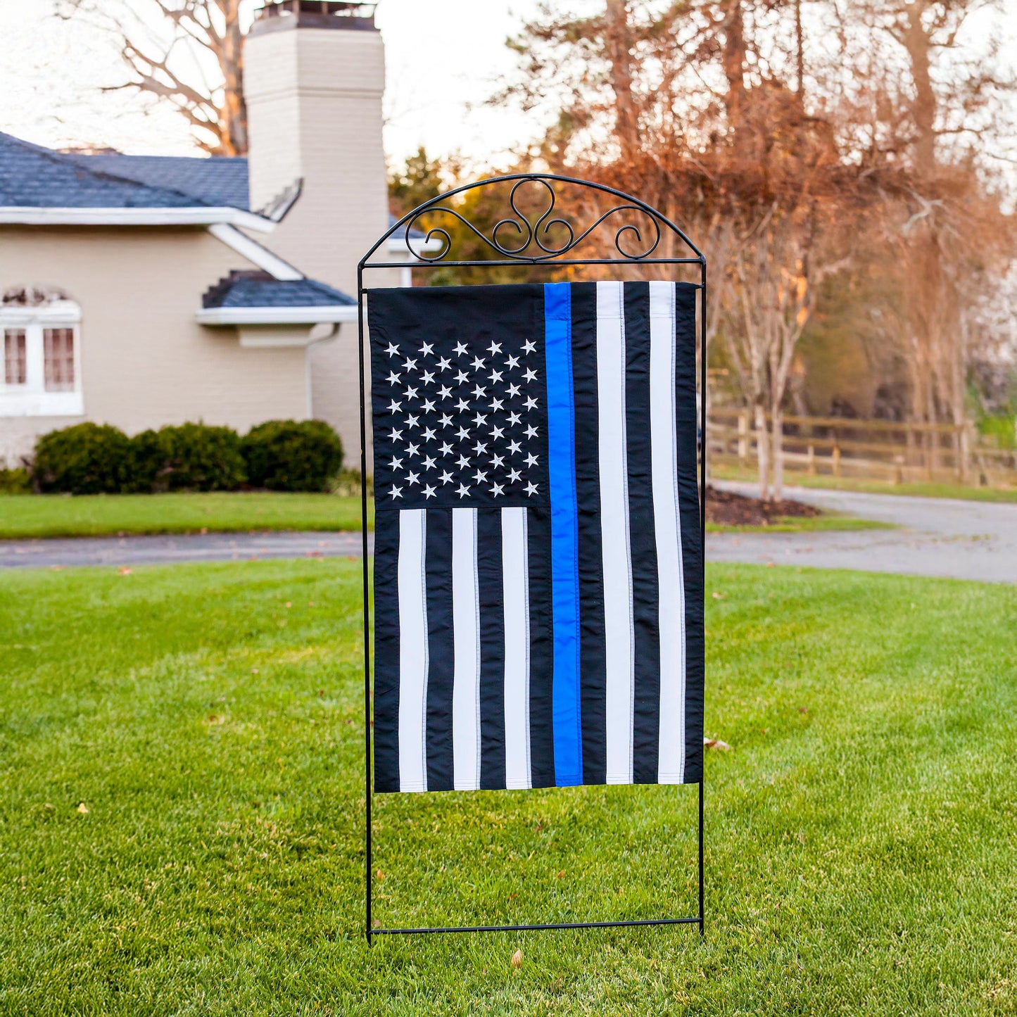 Thin Blue Line House Applique Flag