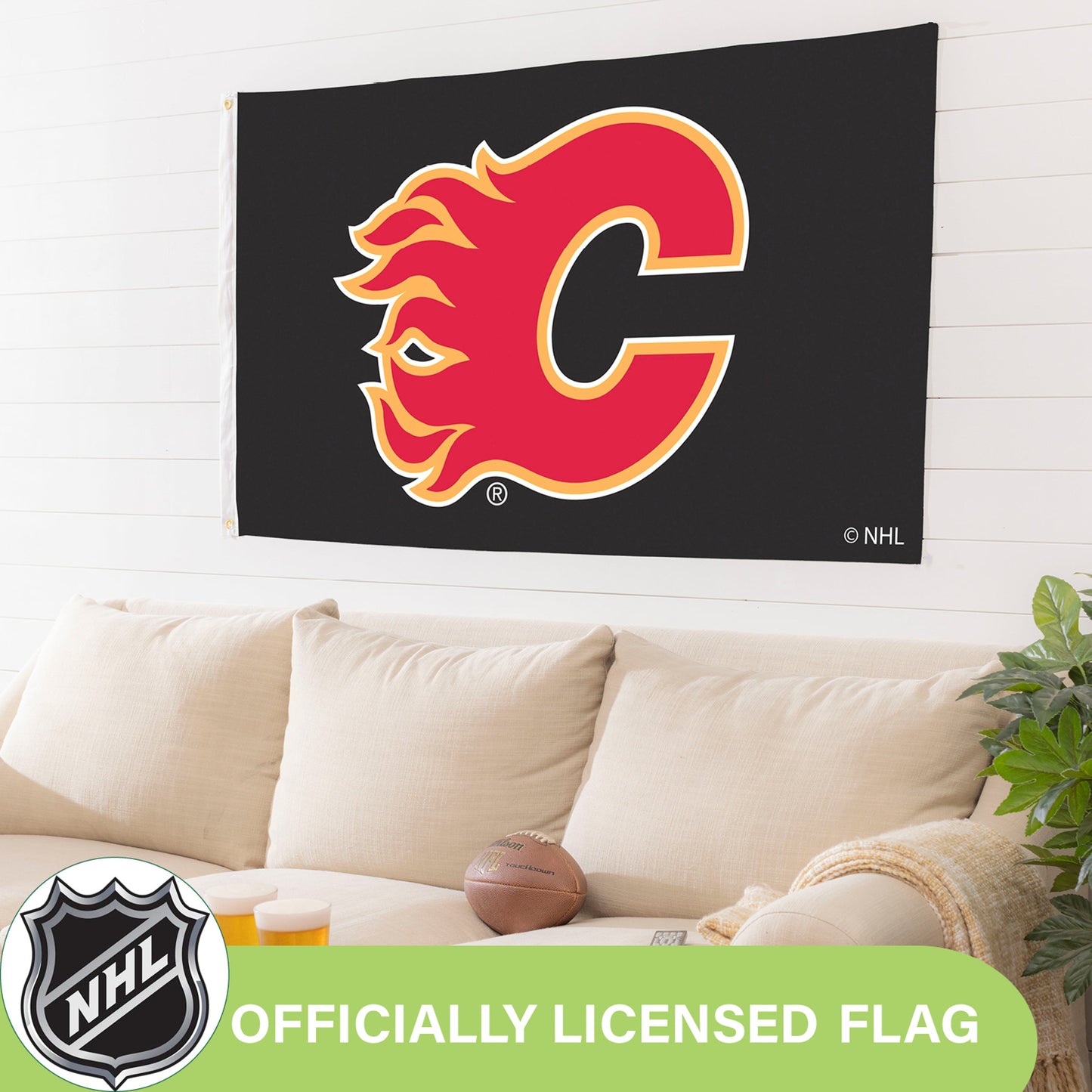 Calgary Flames Single Sided Flag w/ 2 Grommets, 3'x5'