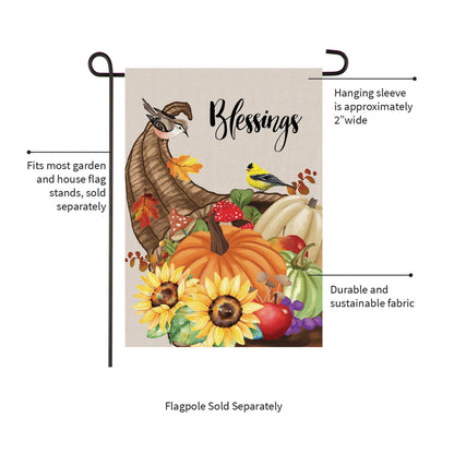 Grateful Cornucopia Suede Garden  Flag