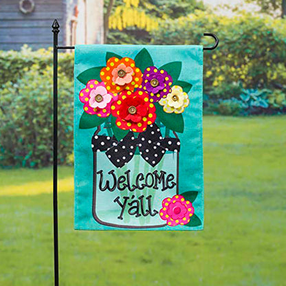Welcome Y'all Burlap Garden Flag and Sassafras Mat Set (14B4181ECM+22001T+431272+43BM003)