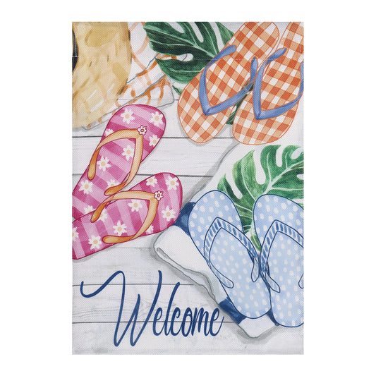 Flip Flop House Burlap Flag