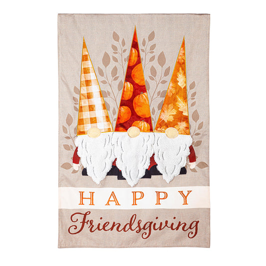 Happy Friendsgiving Gnomes House Linen Flag