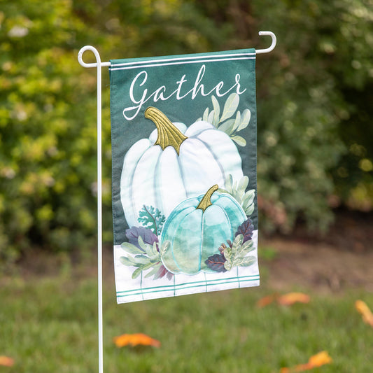 Mint Pumpkin Garden Linen Flag