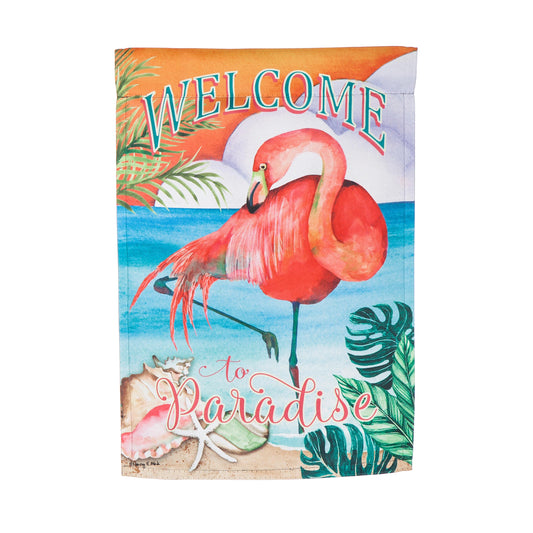 Welcome to Paradise Garden Suede Flag