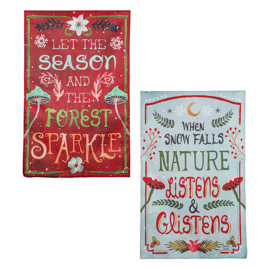Santa's Forest of Wonder Reversible Burlap House Flag
