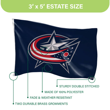 Columbus Blue Jackets Single Sided Flag w/ 2 Grommets, 3'x5'