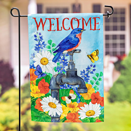 Vintage Water Tap Garden Suede Flag