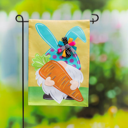 Gnome Bunny Garden Burlap Flag