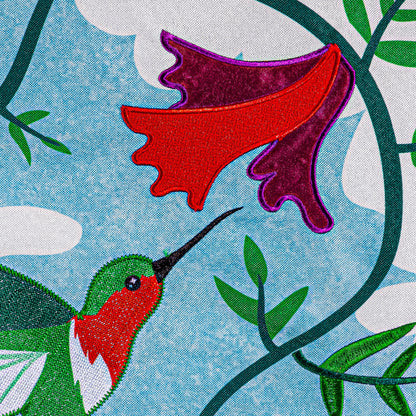 Hummingbird Applique House Flag
