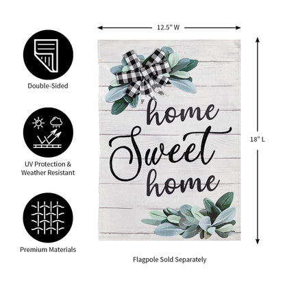 Home Sweet Home Eucalyptus Garden Burlap Flag