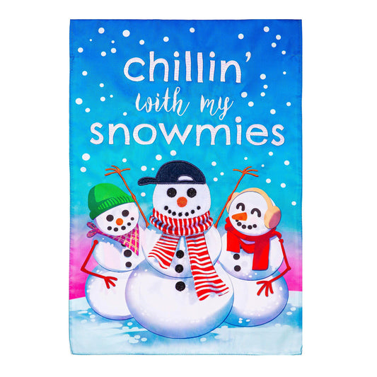 Chillen with My Snowmies Applique House Flag