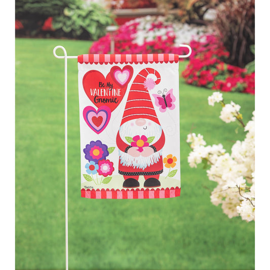 Gnome Valentine's Suede Garden Flag