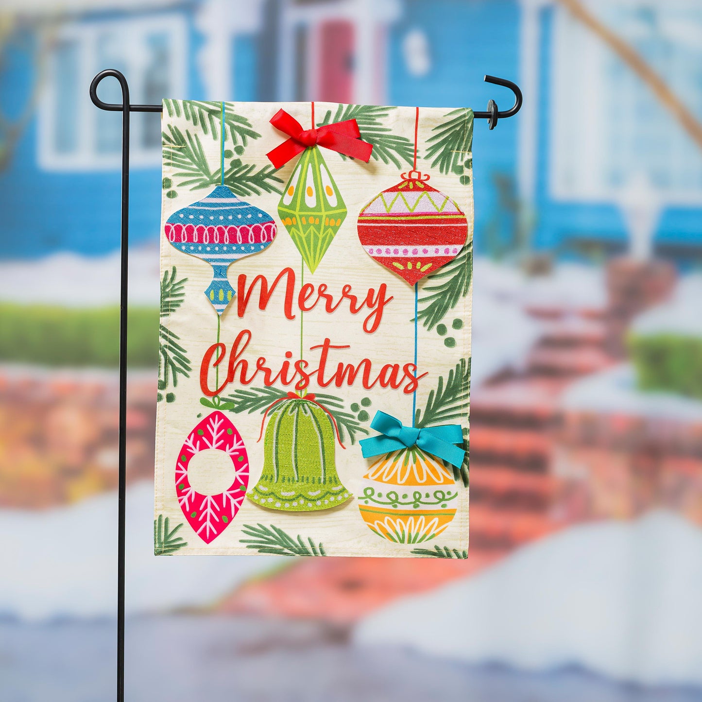 Merry Christmas Ornaments Garden Linen Flag