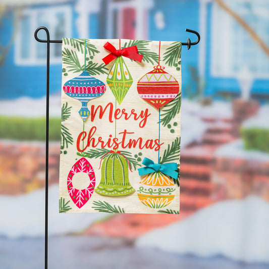 Merry Christmas Ornaments Garden Linen Flag