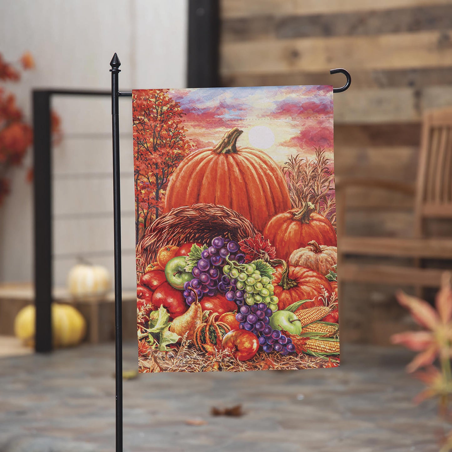 Plentiful Harvest Suede Garden Flag
