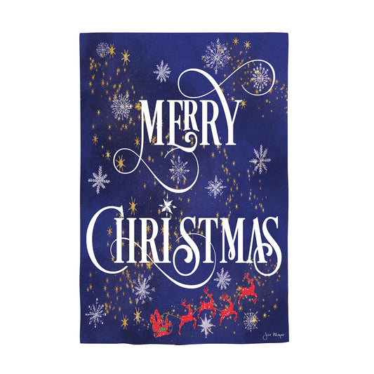 Merry Christmas Snowflake Lustre House Flag