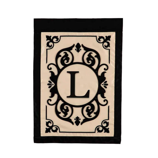 Cambridge Monogram Garden Applique Flag, Letter L