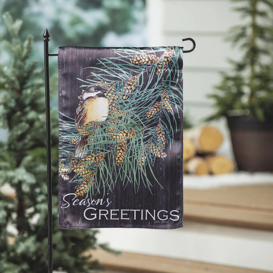Season's Greeting Bird Lustre Garden Flag