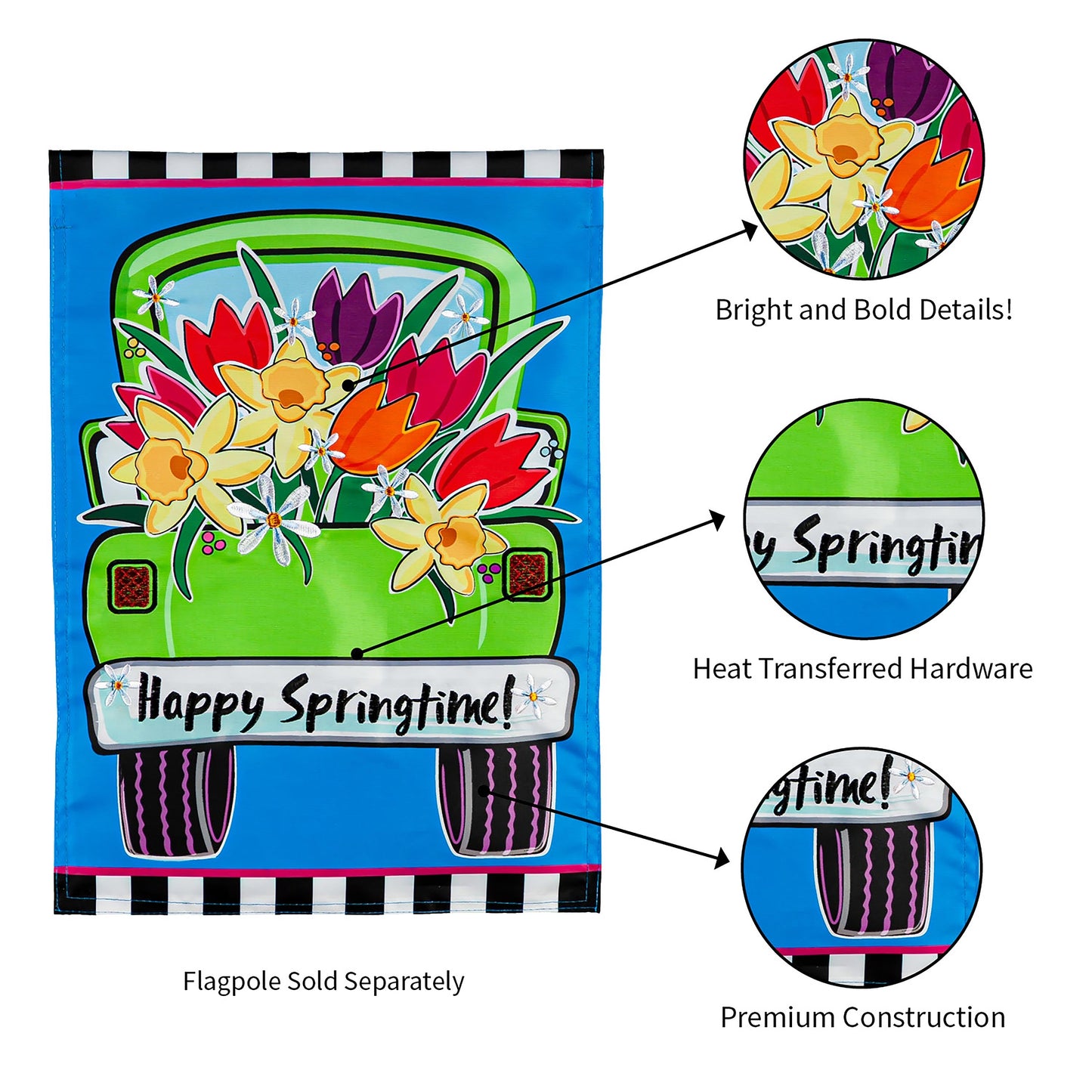 Springtime Truck Garden Applique Flag