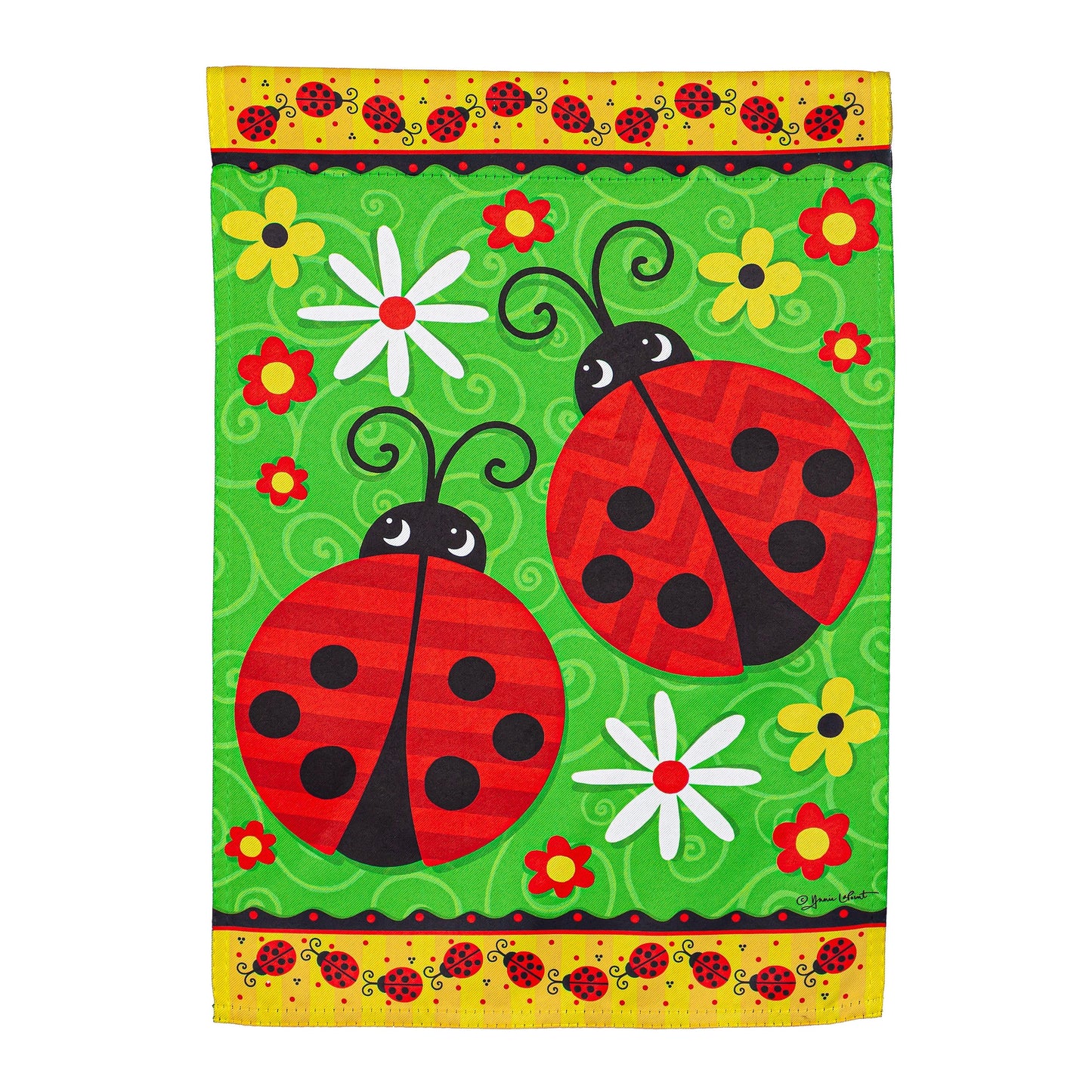 Ladybug Pair Garden Suede Flag